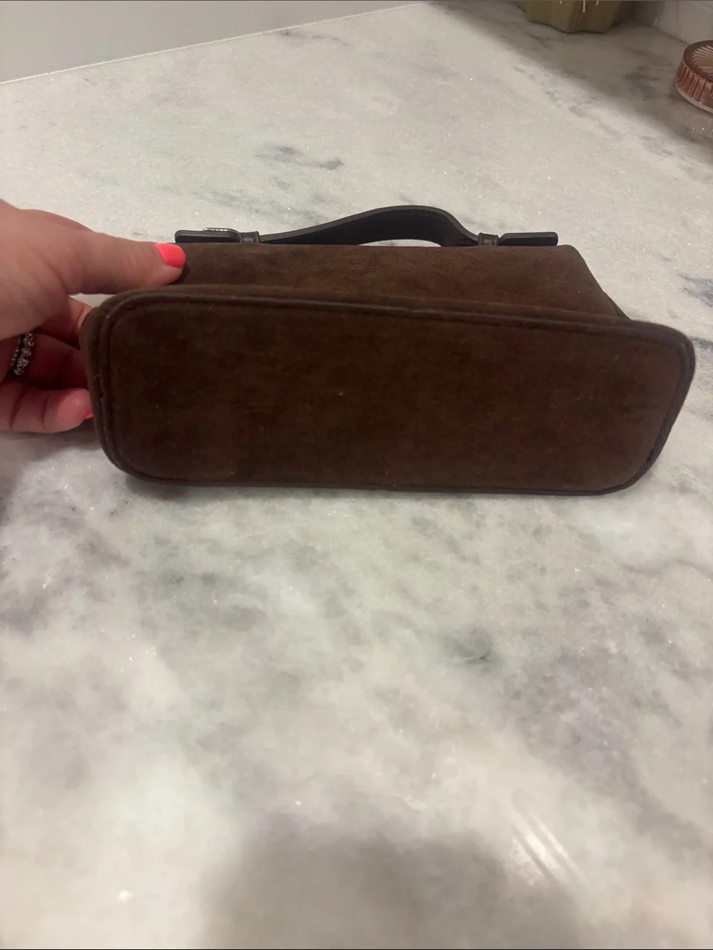 Women’s Compact Suede Travel Case - Brown